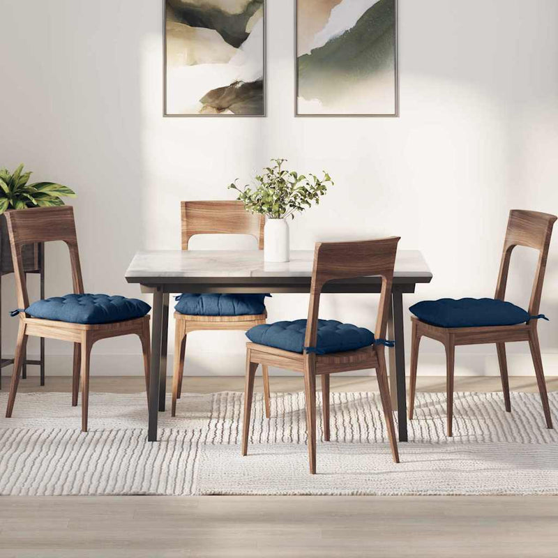 Afbeelding laden in galerijviewer, Vidaxl zitkussens 4 pcs blauw 40 x 40 x 6 cm stof
