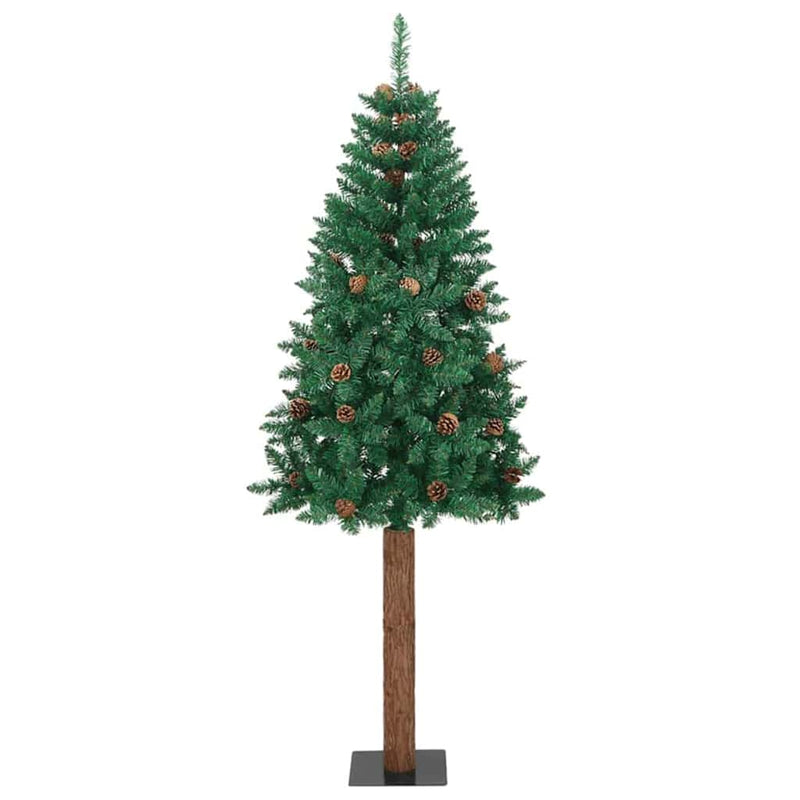 Afbeelding laden in galerijviewer, Vidaxl slanke kerstboom groen 180 cm pvc en massief dennenhout

