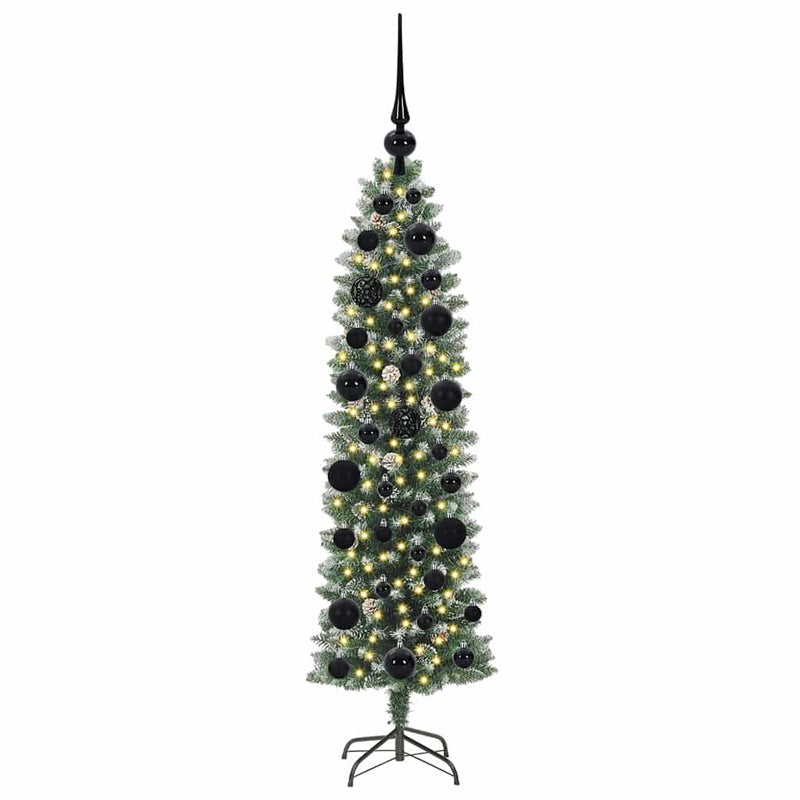 Afbeelding laden in galerijviewer, Vidaxl kunstmatige slanke kerstboom groen en wit 120 cm
