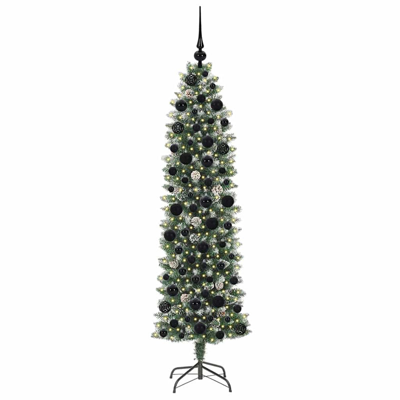 Afbeelding laden in galerijviewer, Vidaxl kunstmatige slanke kerstboom groen en wit 180 cm
