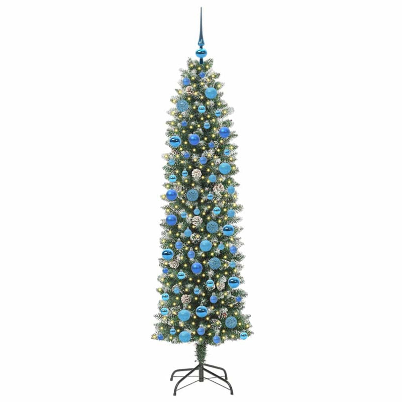 Afbeelding laden in galerijviewer, Vidaxl kunstmatige slanke kerstboom groen en wit 180 cm

