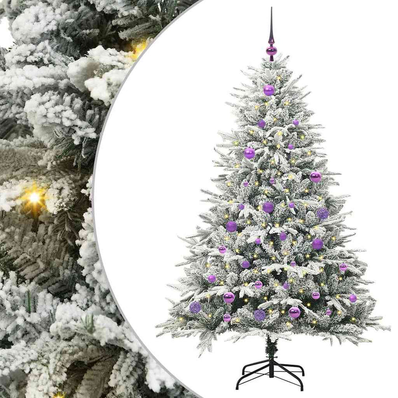 Afbeelding laden in galerijviewer, Vidaxl artificial pre-lit kerstboom met ballenset groen 150 cm
