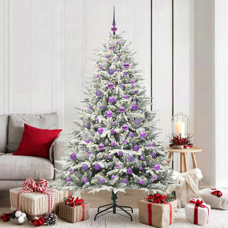 Afbeelding laden in galerijviewer, Vidaxl artificial pre-lit kerstboom met ballenset groen 180 cm
