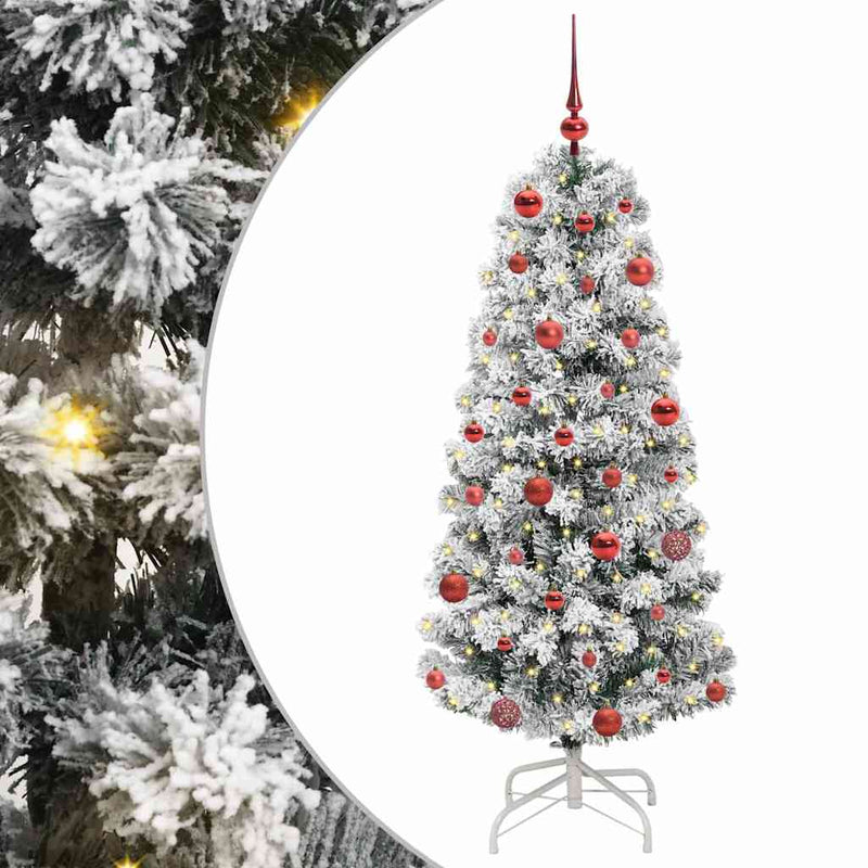 Afbeelding laden in galerijviewer, Vidaxl kunstmatige inklapbare kerstboom groen en wit 150 cm
