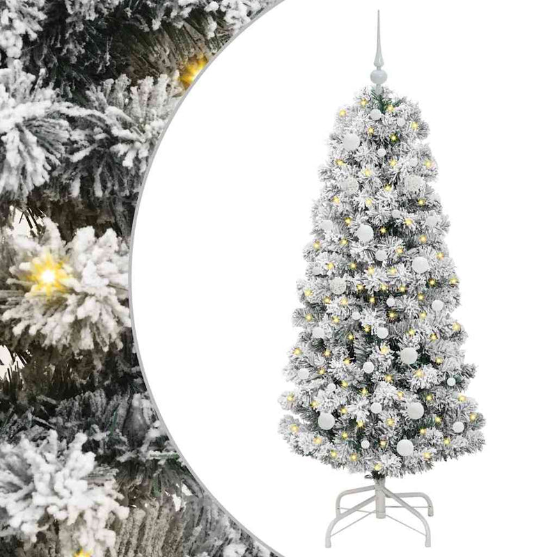 Afbeelding laden in galerijviewer, Vidaxl kunstmatige inklapbare kerstboom groen en wit 150 cm
