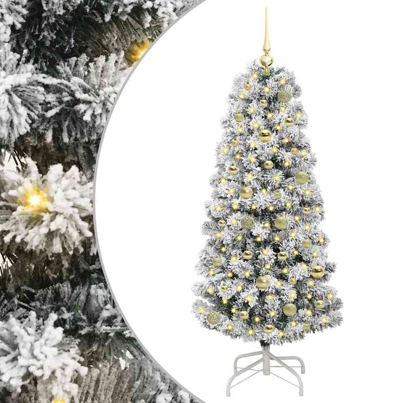 Afbeelding laden in galerijviewer, Vidaxl kunstmatige inklapbare kerstboom groen en wit 150 cm
