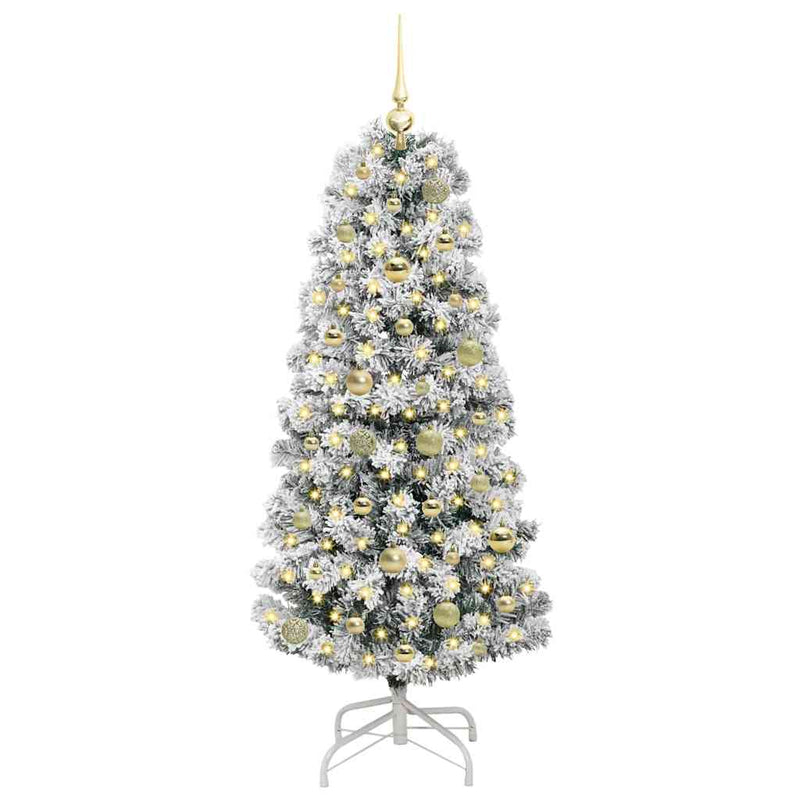 Afbeelding laden in galerijviewer, Vidaxl kunstmatige inklapbare kerstboom groen en wit 150 cm
