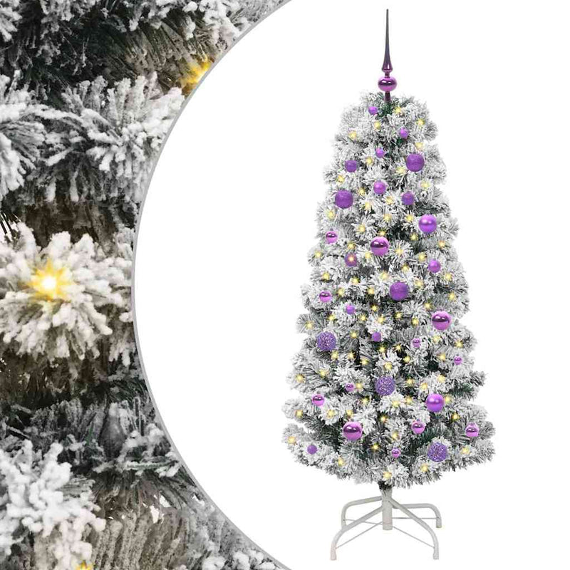Afbeelding laden in galerijviewer, Vidaxl kunstmatige inklapbare kerstboom groen en wit 150 cm
