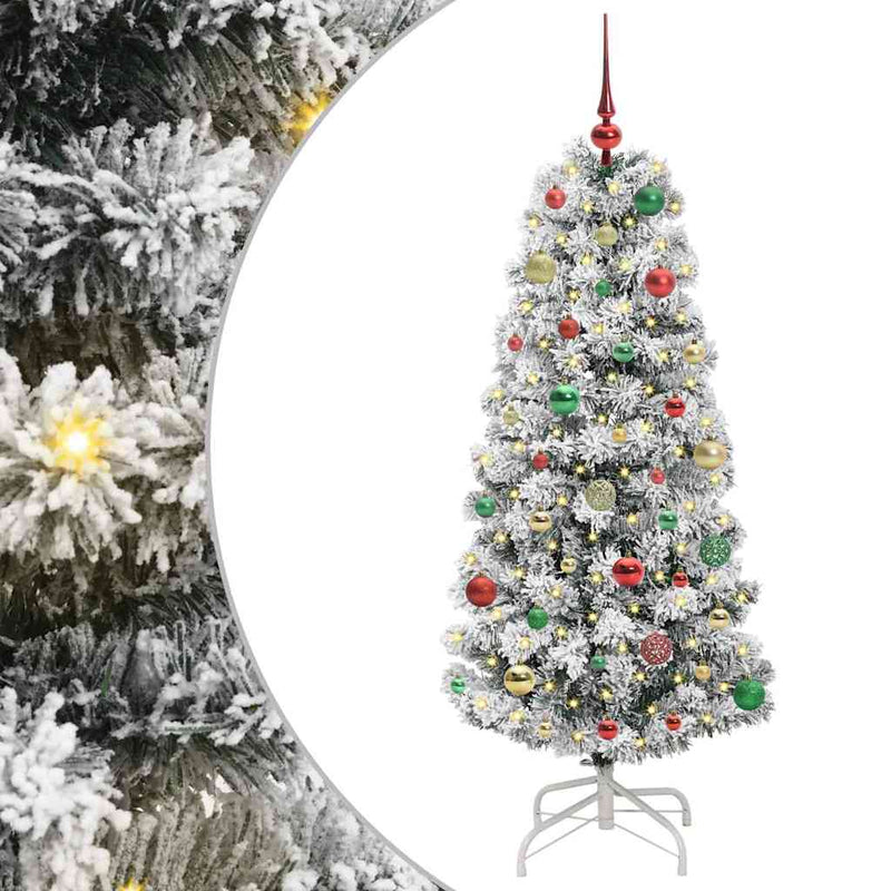 Afbeelding laden in galerijviewer, Vidaxl kunstmatige inklapbare kerstboom groen en wit 150 cm
