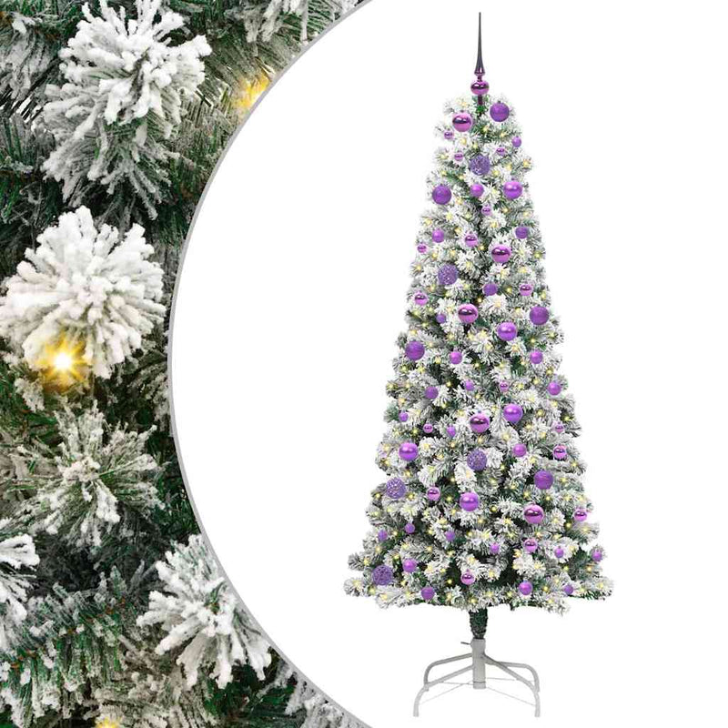 Afbeelding laden in galerijviewer, Vidaxl kunstmatige inklapbare kerstboom groen en wit 180 cm

