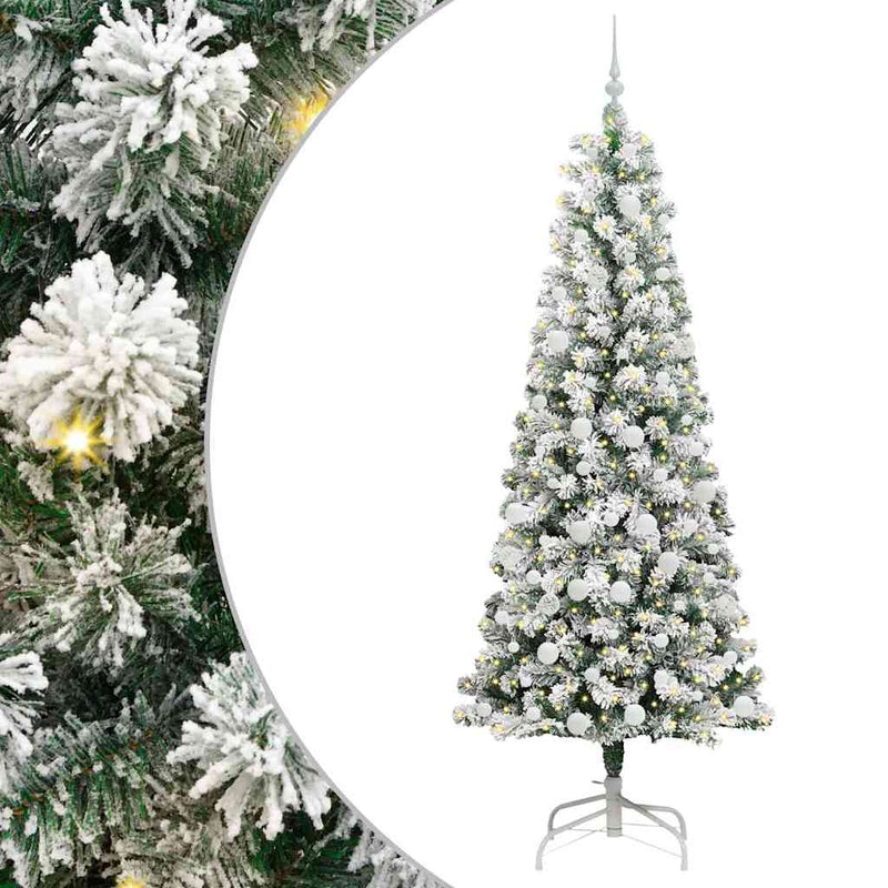 Afbeelding laden in galerijviewer, Vidaxl kunstmatige inklapbare kerstboom groen en wit 210 cm
