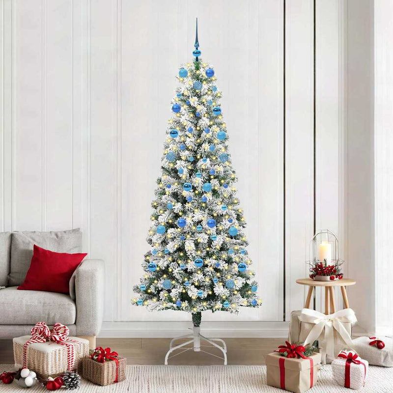 Afbeelding laden in galerijviewer, Vidaxl kunstmatige inklapbare kerstboom groen en wit 210 cm
