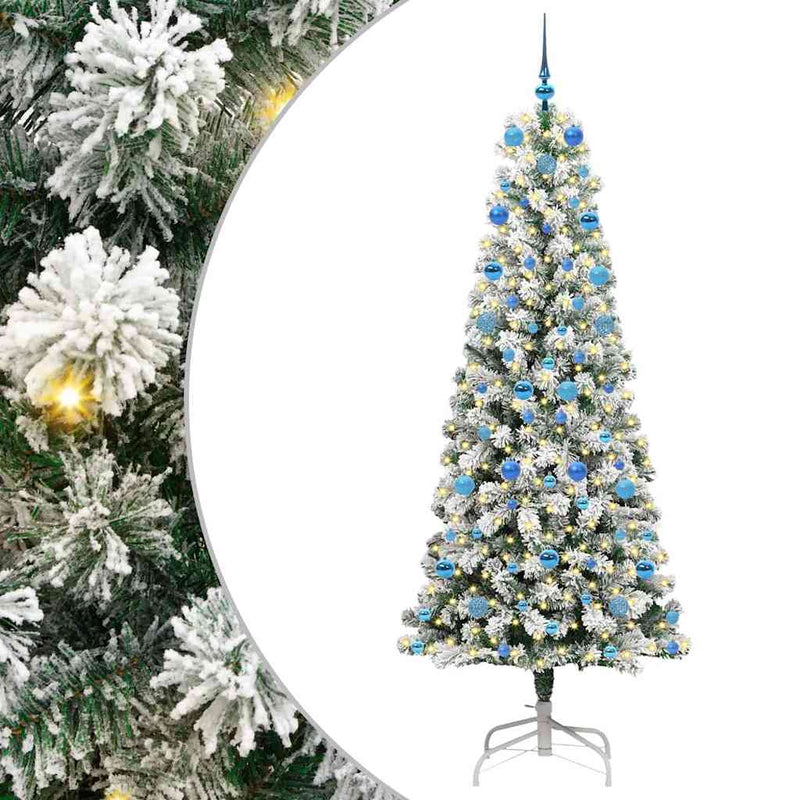 Afbeelding laden in galerijviewer, Vidaxl kunstmatige inklapbare kerstboom groen en wit 210 cm
