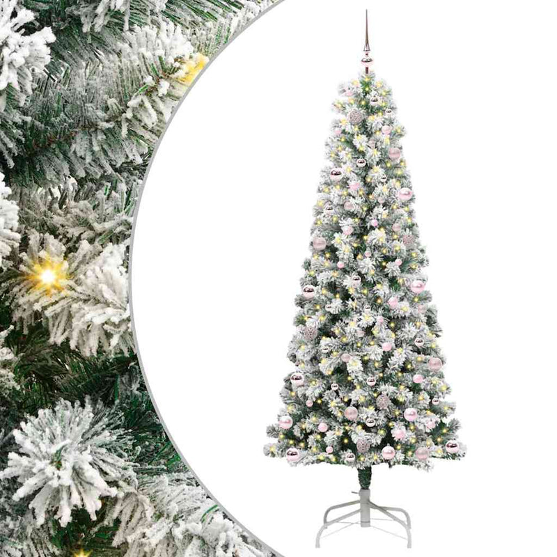 Afbeelding laden in galerijviewer, Vidaxl kunstmatige inklapbare kerstboom groen en wit 240 cm
