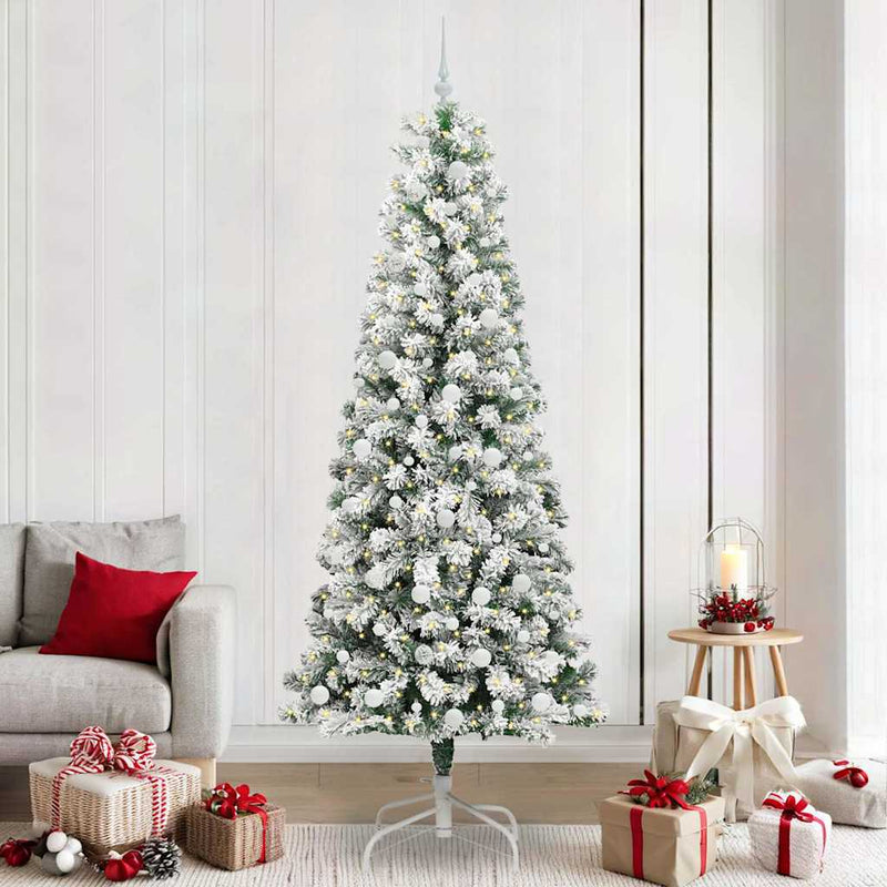 Afbeelding laden in galerijviewer, Vidaxl kunstmatige inklapbare kerstboom groen en wit 240 cm
