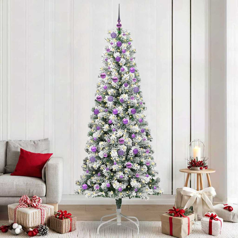 Afbeelding laden in galerijviewer, Vidaxl kunstmatige inklapbare kerstboom groen en wit 240 cm
