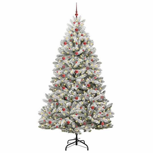 Vidaxl kunstkerstboom met 300 led groen en wit 240 cm pvc en metaal