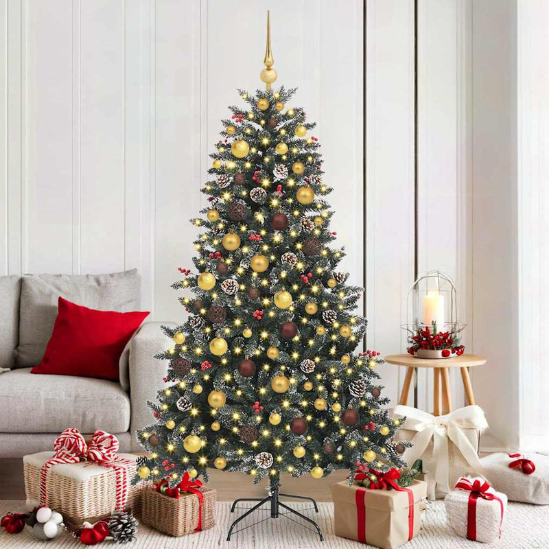 Afbeelding laden in galerijviewer, Vidaxl kunstkerstboom met 300 led groen 180 cm pvc en plastic en staal
