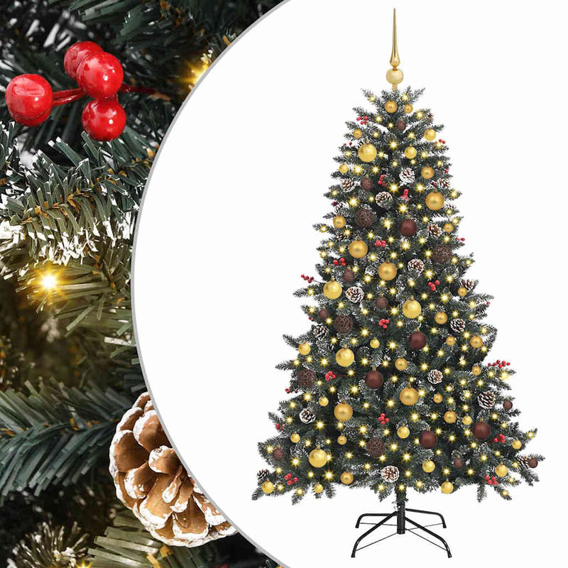 Afbeelding laden in galerijviewer, Vidaxl kunstkerstboom met 300 led groen 180 cm pvc en plastic en staal
