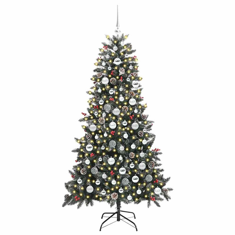 Afbeelding laden in galerijviewer, Vidaxl kunstkerstboom met 300 led groen 180 cm pvc en plastic en staal
