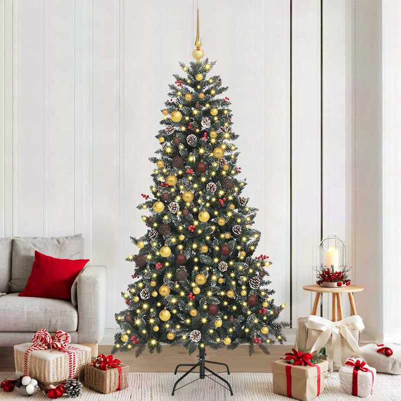 Afbeelding laden in galerijviewer, Vidaxl kunstkerstboom met 300 led groen 210 cm pvc en plastic en staal
