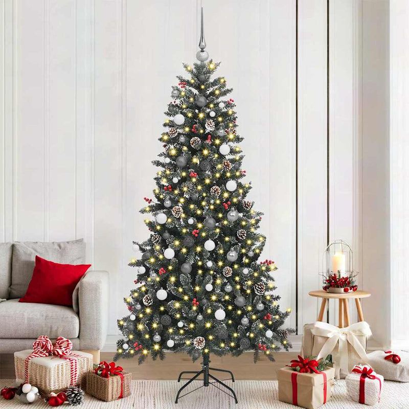 Afbeelding laden in galerijviewer, Vidaxl kunstkerstboom met 300 led groen 210 cm pvc en plastic en staal
