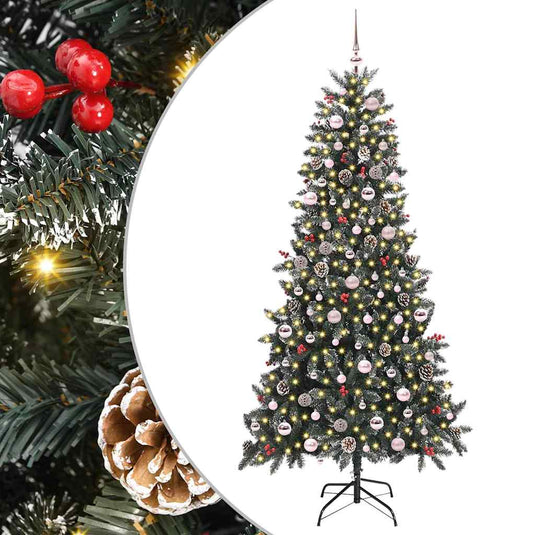 Vidaxl kunstkerstboom met 300 led groen 240 cm pvc en plastic en staal