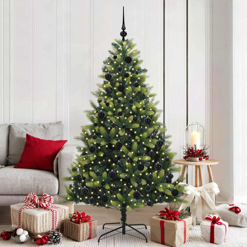 Afbeelding laden in galerijviewer, Vidaxl kunstkerstboom met scharnier 300 leds groen 180 cm pvc en pe
