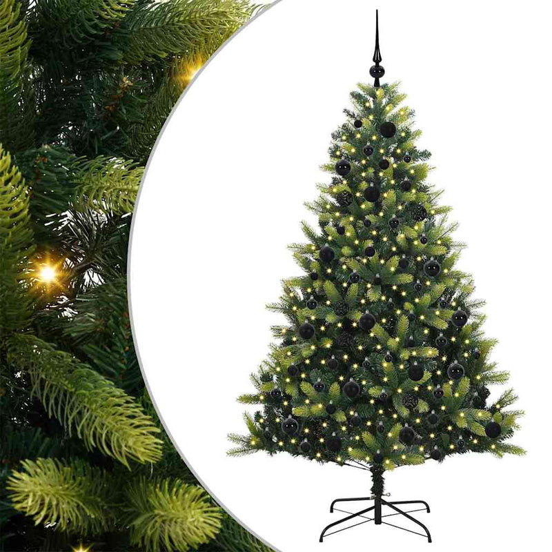 Afbeelding laden in galerijviewer, Vidaxl kunstkerstboom met scharnier 300 leds groen 180 cm pvc en pe
