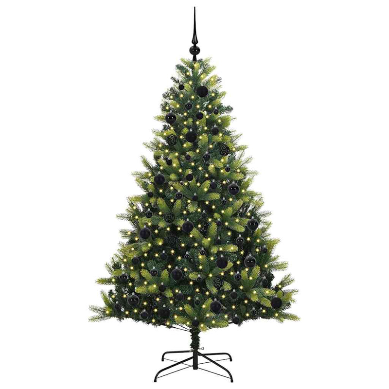 Afbeelding laden in galerijviewer, Vidaxl kunstkerstboom met scharnier 300 leds groen 180 cm pvc en pe
