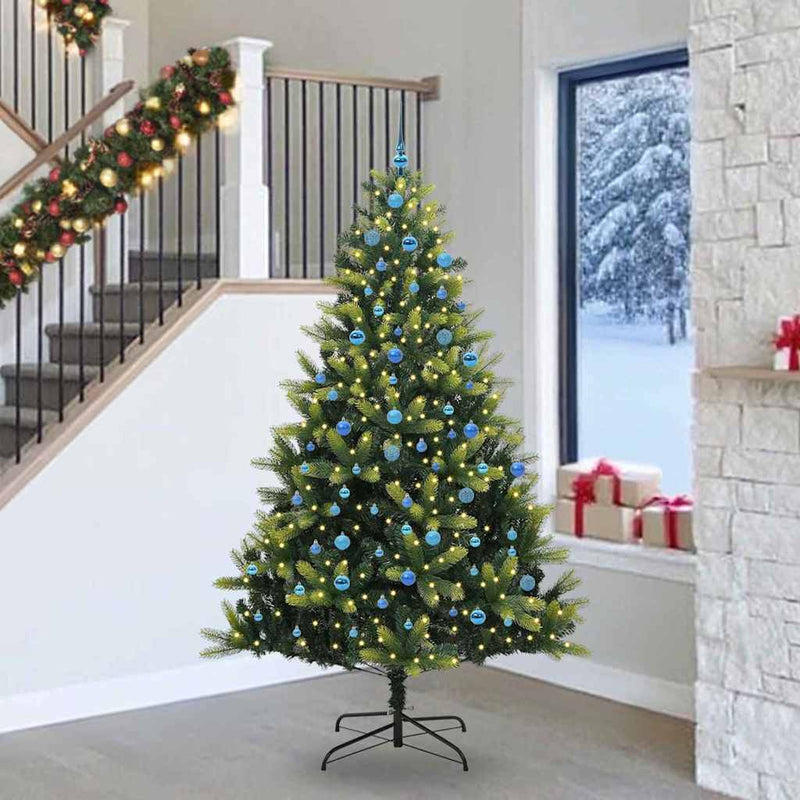 Afbeelding laden in galerijviewer, Vidaxl kunstkerstboom met scharnier 300 leds groen 240 cm pvc en pe
