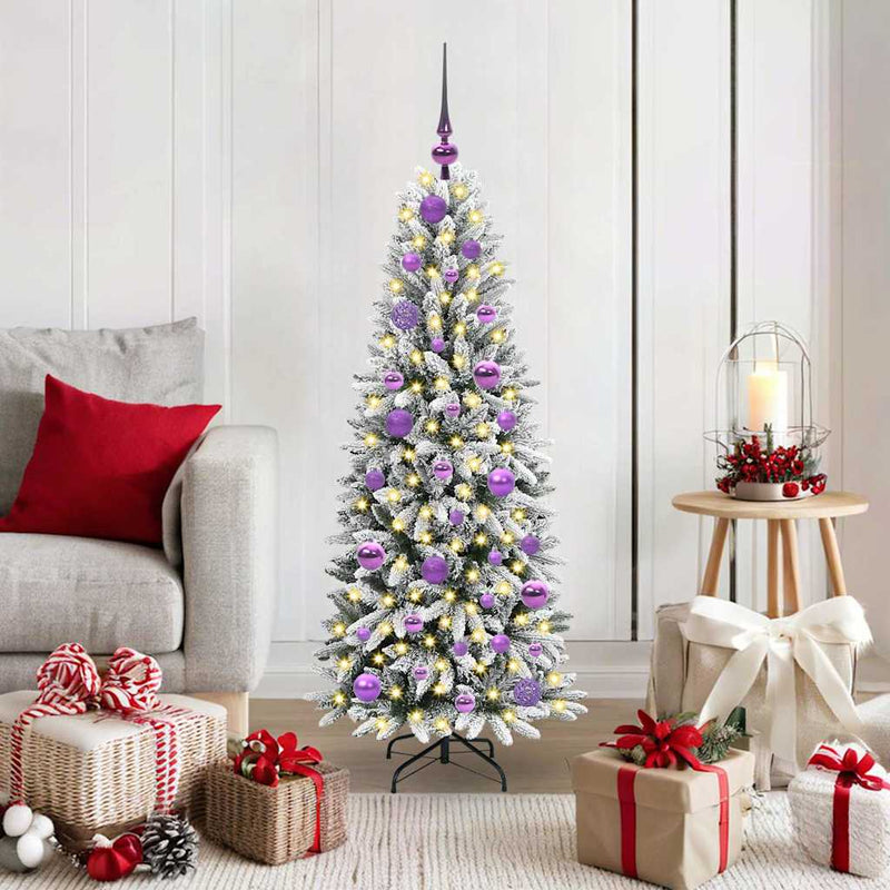 Afbeelding laden in galerijviewer, Vidaxl kunstkerstboom met kerstbal 120 cm 150 led's warmwit pe en pvc
