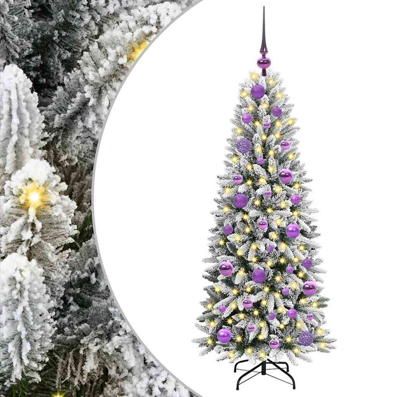 Afbeelding laden in galerijviewer, Vidaxl kunstkerstboom met kerstbal 120 cm 150 led's warmwit pe en pvc

