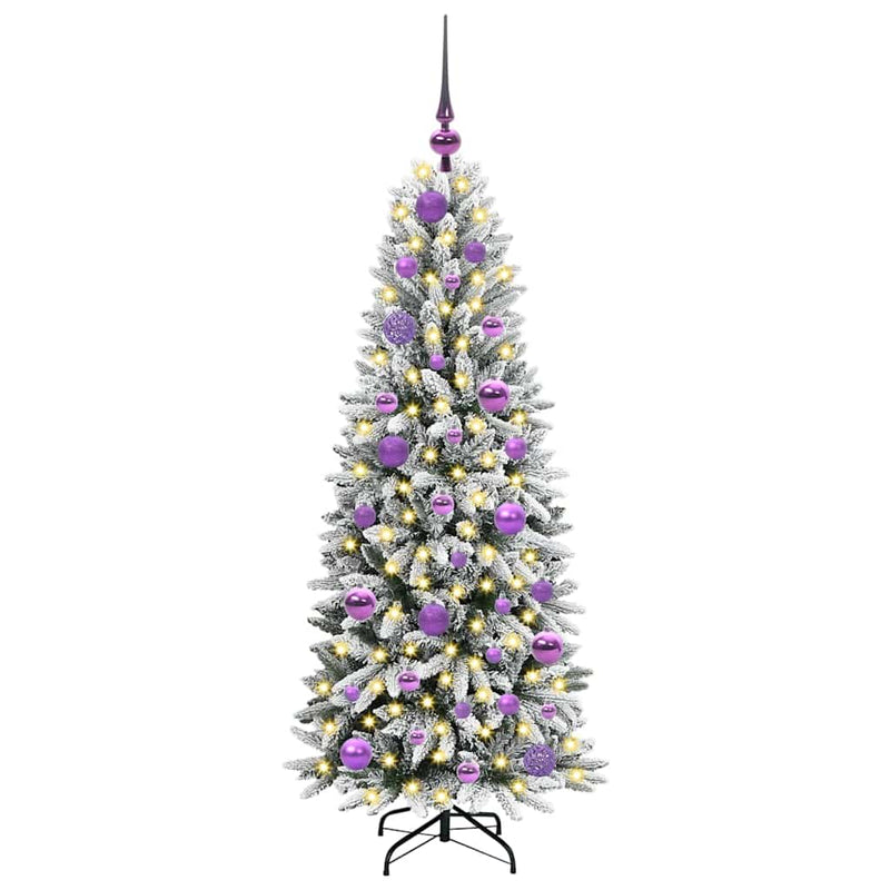 Afbeelding laden in galerijviewer, Vidaxl kunstkerstboom met kerstbal 120 cm 150 led's warmwit pe en pvc
