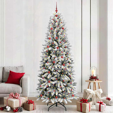 Vidaxl kunstkerstboom wit 240 cm pvc en plastic en staal en pe