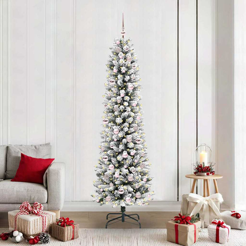 Afbeelding laden in galerijviewer, Vidaxl kunstkerstboom met 300 led wit 210 cm pvc en metaal en plastic
