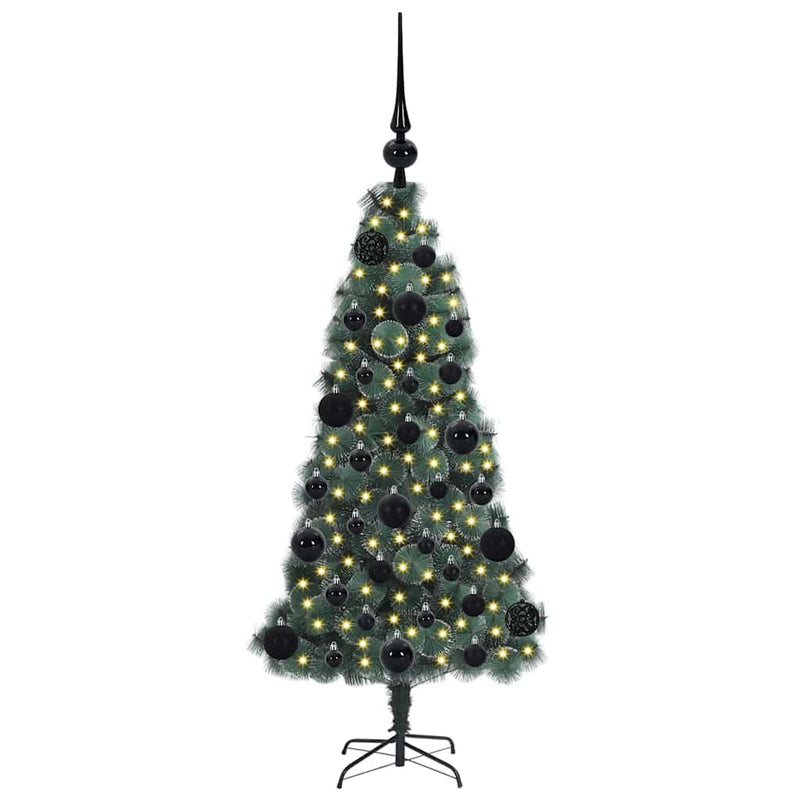Afbeelding laden in galerijviewer, Vidaxl kunstmatige vorstverlichte kerstboom met bal set groen 120 cm

