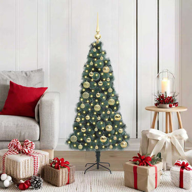 Vidaxl kunstkerstboom met verlichting en ballenset groen 120 cm pet