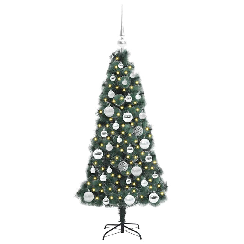 Afbeelding laden in galerijviewer, Vidaxl kunstkerstboom met verlichting en ballenset groen 120 cm pet
