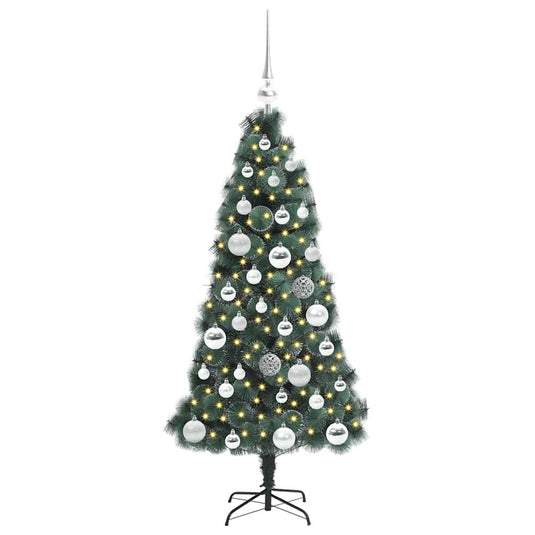 Vidaxl kunstkerstboom met verlichting en ballenset groen 120 cm pet