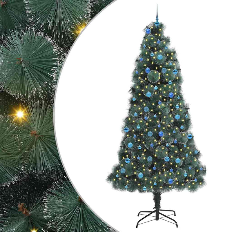 Afbeelding laden in galerijviewer, Vidaxl kunstmatige voorverlichte kerstboom met ballenset groen 240 cm
