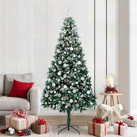 Vidaxl kunstkerstboom groen 210 cm pvc en staal en kunststof