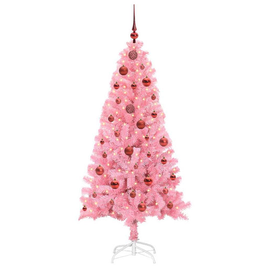 Vidaxl kerstboom met 150 led met standaard roze 150 cm pvc