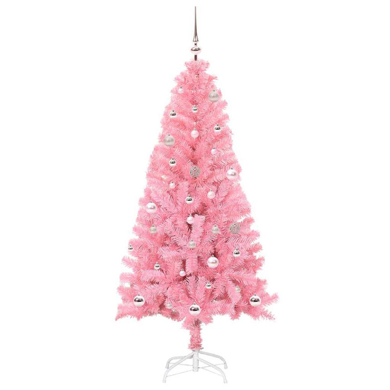 Afbeelding laden in galerijviewer, Vidaxl kerstboom met ledverlichting roze 150 cm pvc en staal
