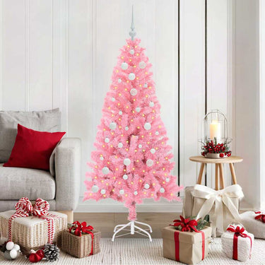 Vidaxl kerstboom met 150 led met standaard roze 150 cm pvc