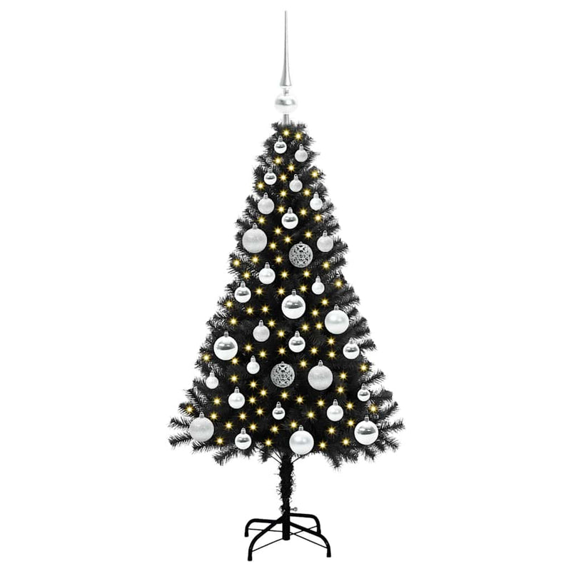 Afbeelding laden in galerijviewer, Vidaxl kerstboom met 150 led met standaard zwart 120 cm pvc
