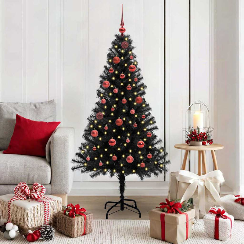 Afbeelding laden in galerijviewer, Vidaxl kerstboom met 150 led met standaard zwart 150 cm pvc
