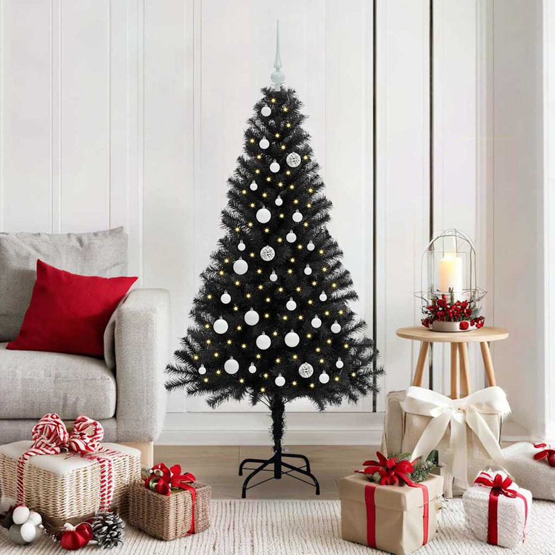 Afbeelding laden in galerijviewer, Vidaxl kerstboom met 150 led met standaard zwart 150 cm pvc
