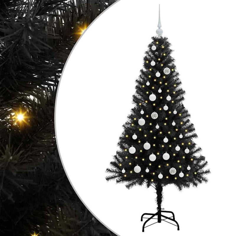 Afbeelding laden in galerijviewer, Vidaxl kerstboom met 150 led met standaard zwart 150 cm pvc
