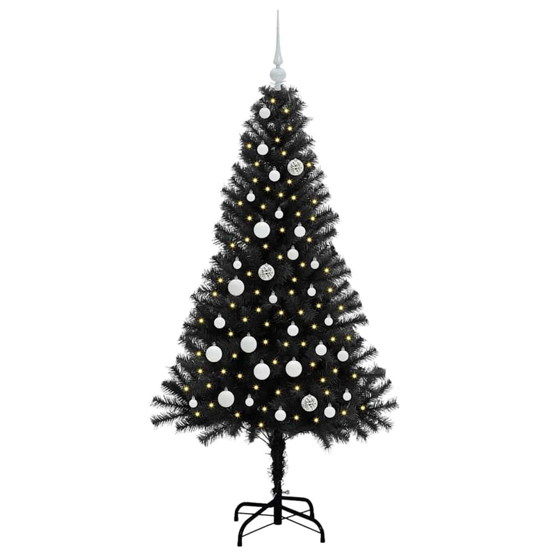 Afbeelding laden in galerijviewer, Vidaxl kerstboom met 150 led met standaard zwart 150 cm pvc
